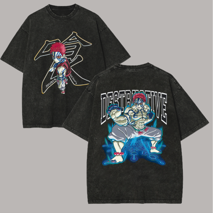 Demon Slayer Printed Unisex Washed 3D Direct Injection T-Shirt