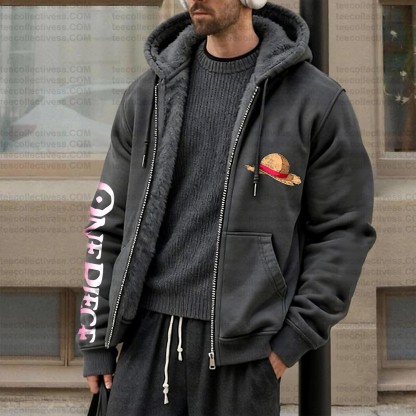 Unisex Graphic Streetwear Vintage Zipper Cardigan Plush Hoodie