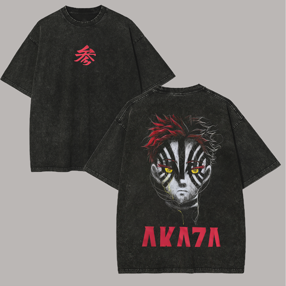 Demon Slayer Akaza Printed Unisex Washed 3D Direct Injection T-Shirt