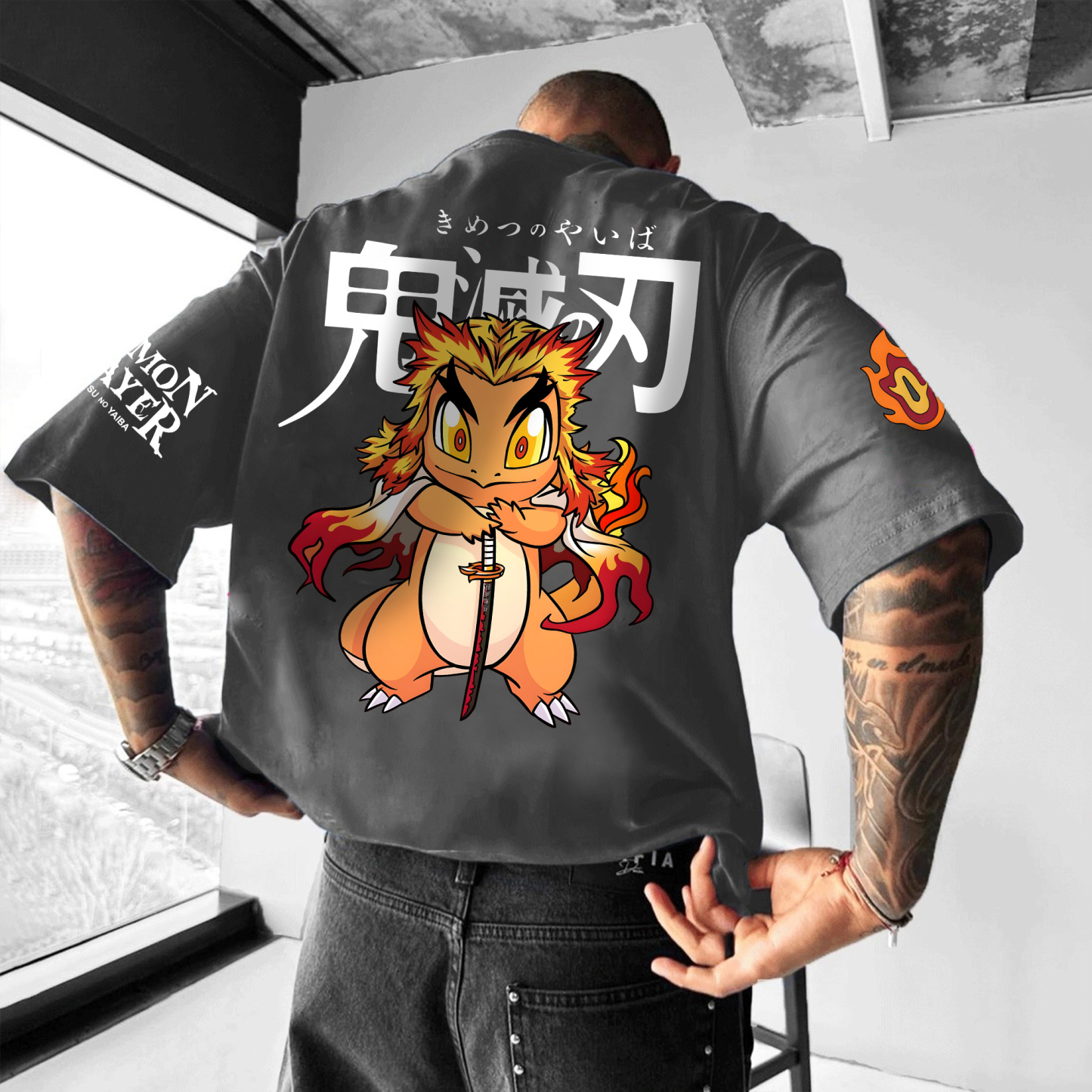 Unisex Anime Inspired Vintage T-Shirt丨Demon Slayer X Pokémon