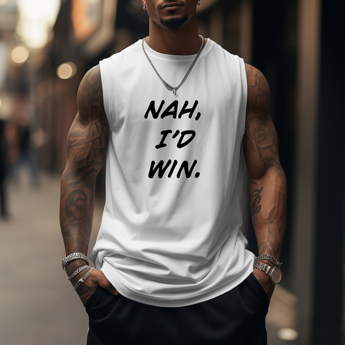 Oversized Lettering Print Sports Tank Top