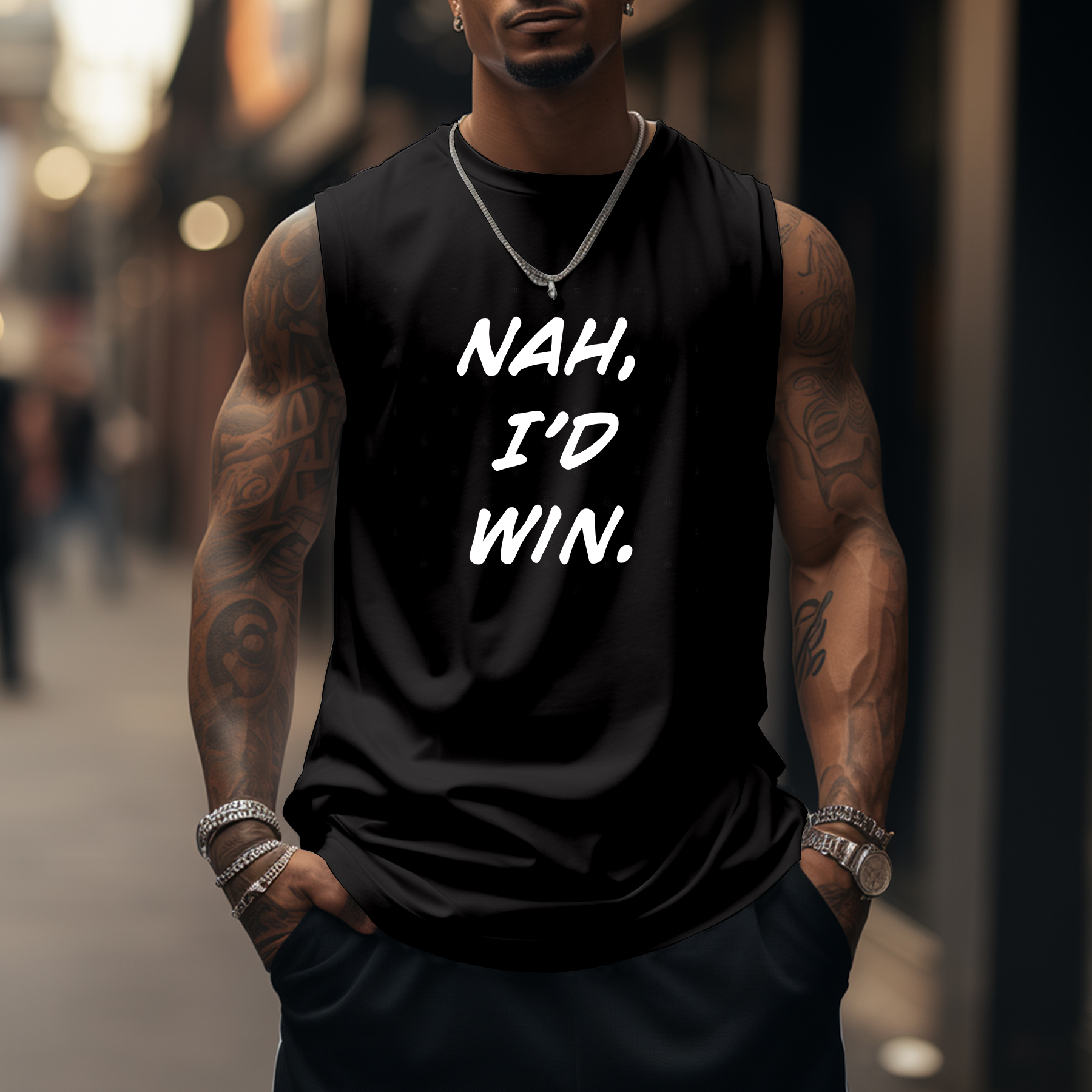 Oversized Lettering Print Sports Tank Top