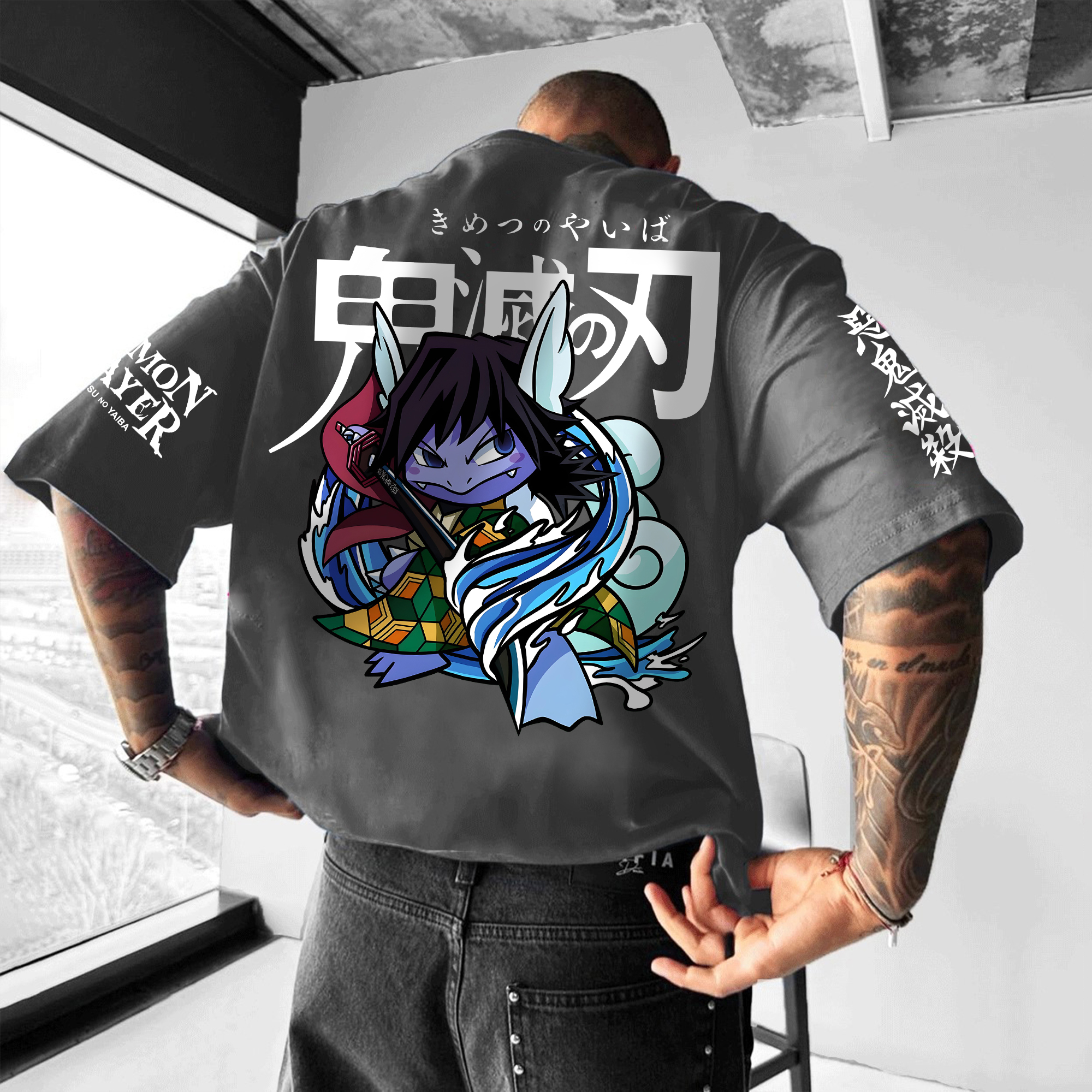 Unisex Anime Inspired Vintage T-Shirt丨Demon Slayer X Pokémon