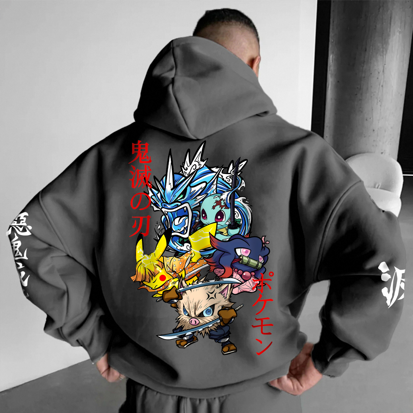 Unisex Anime Graphic Streetwear Vintage Hoodie丨Demon Slayer X Pokémon