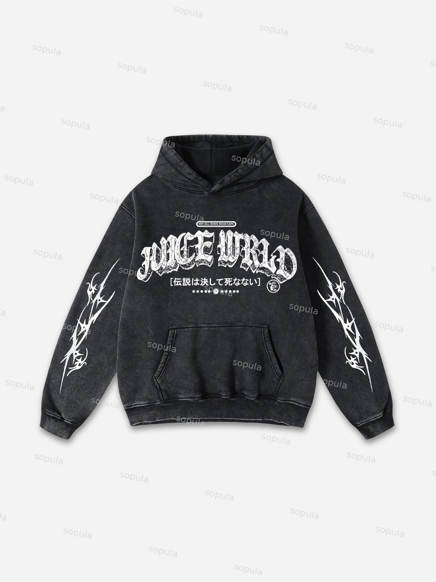 Sopula Vintage Juice World Graphic Washed Distressed Hoodie