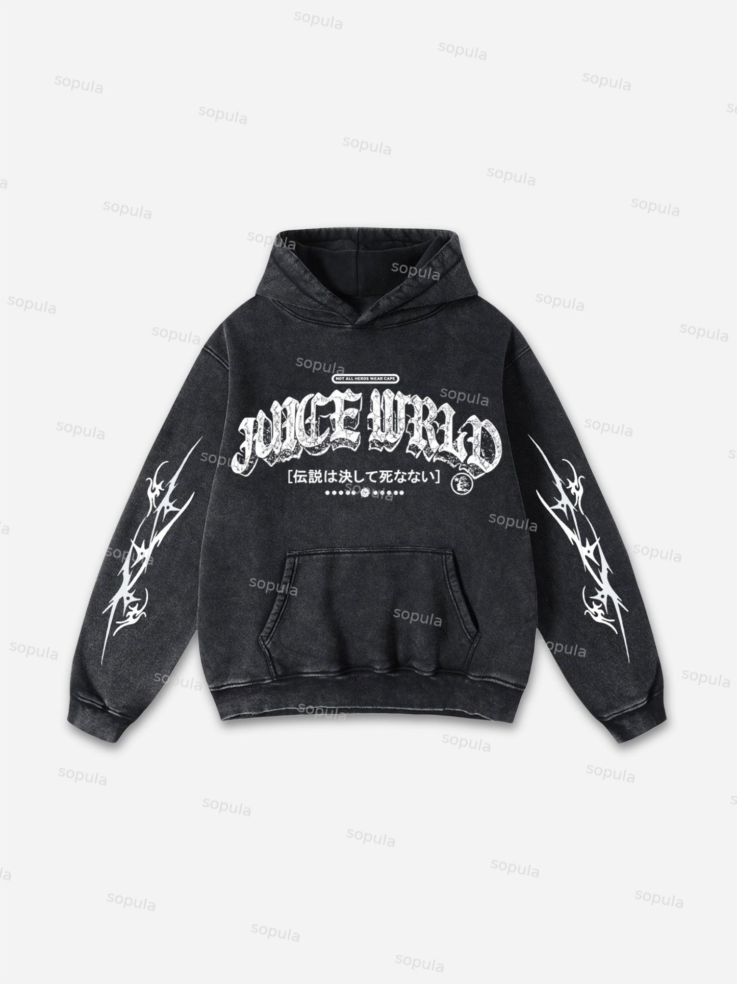Sopula Vintage Juice World Graphic Washed Distressed Hoodie