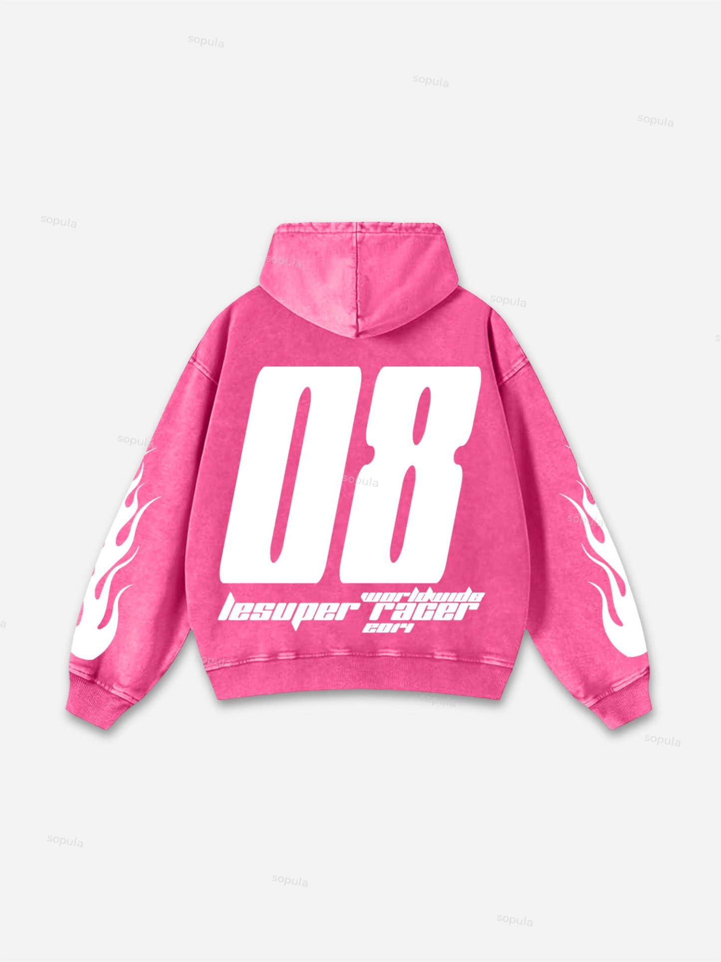 Sopula Vintage Lesuper Racer On The Way Graphic Acid Washed Oversized Hoodie