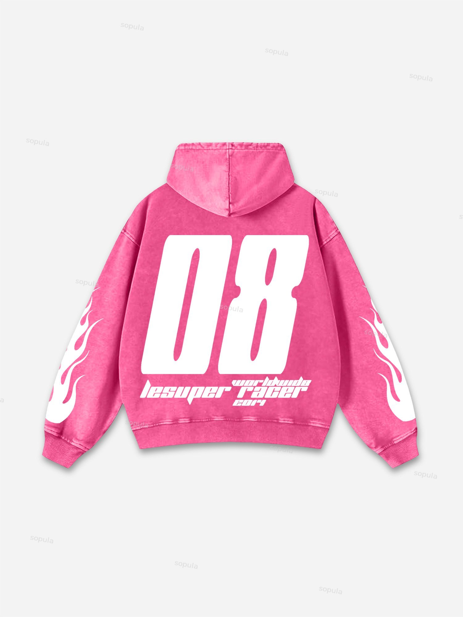 Sopula Vintage Lesuper Racer On The Way Graphic Acid Washed Oversized Hoodie