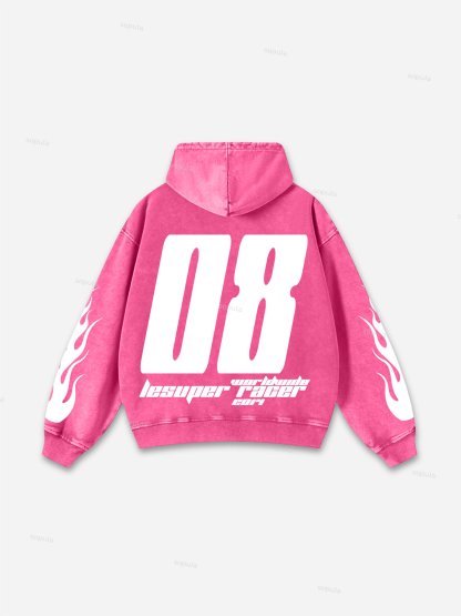 Sopula Vintage Lesuper Racer On The Way Graphic Acid Washed Oversized Hoodie