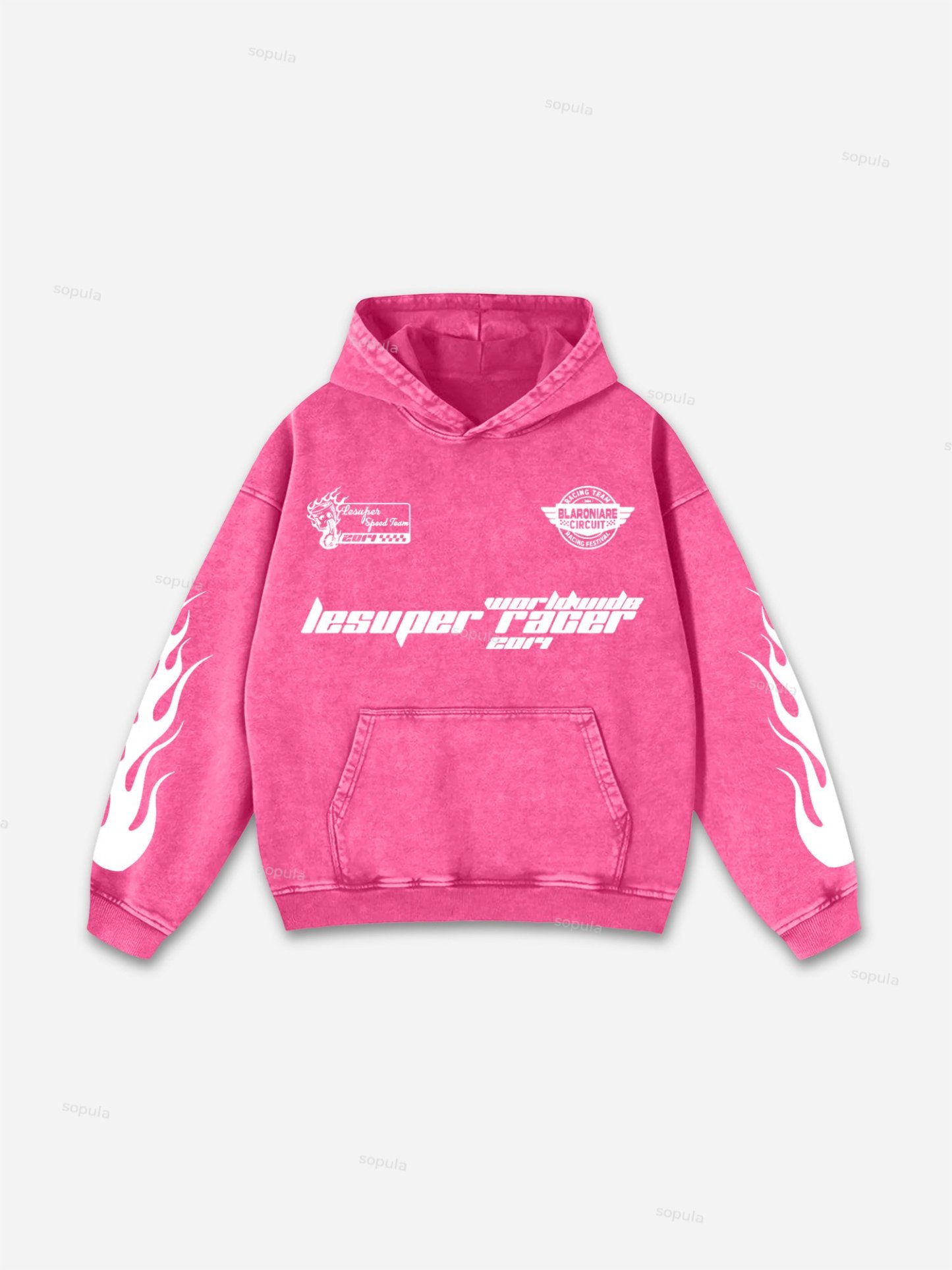 Sopula Vintage Lesuper Racer On The Way Graphic Acid Washed Oversized 