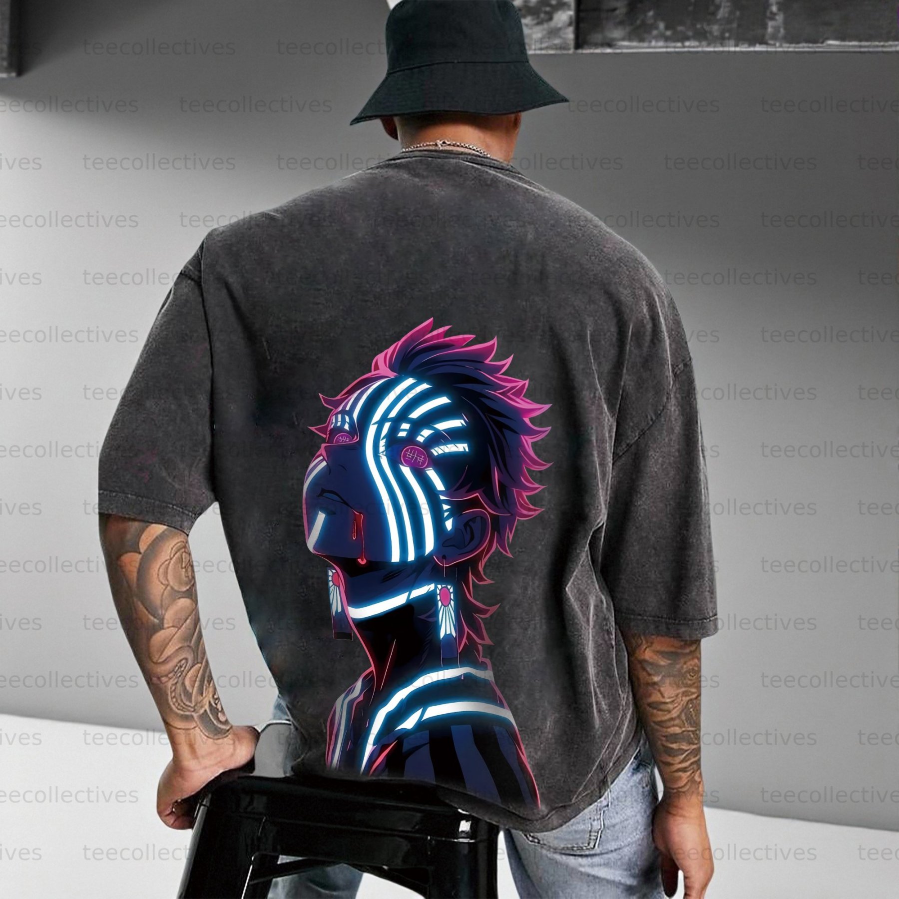 Vintage 3D Direct Inkjet Printed Washed Unisex T-Shirt