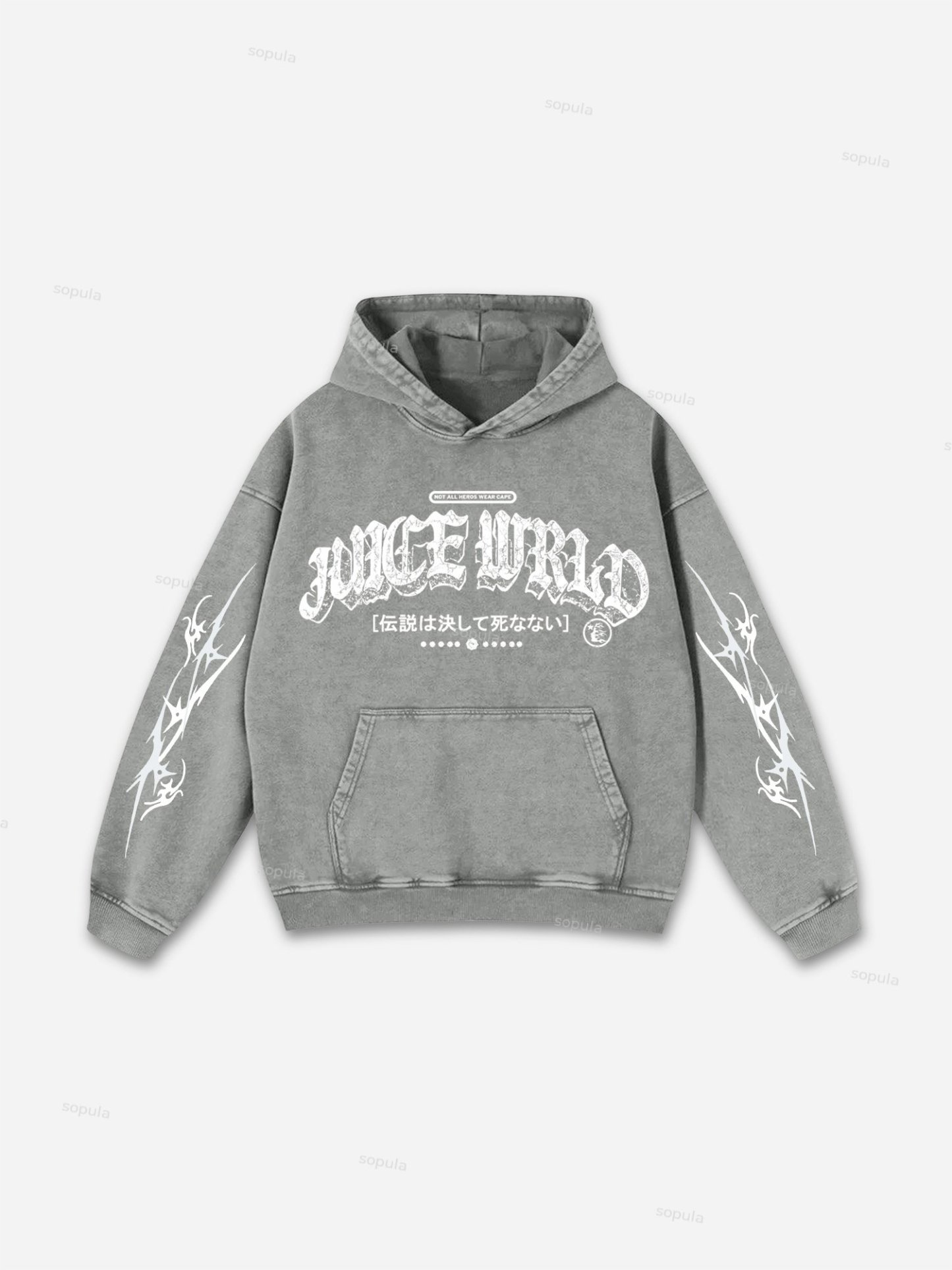Sopula Vintage Juice World Graphic Washed Distressed Hoodie