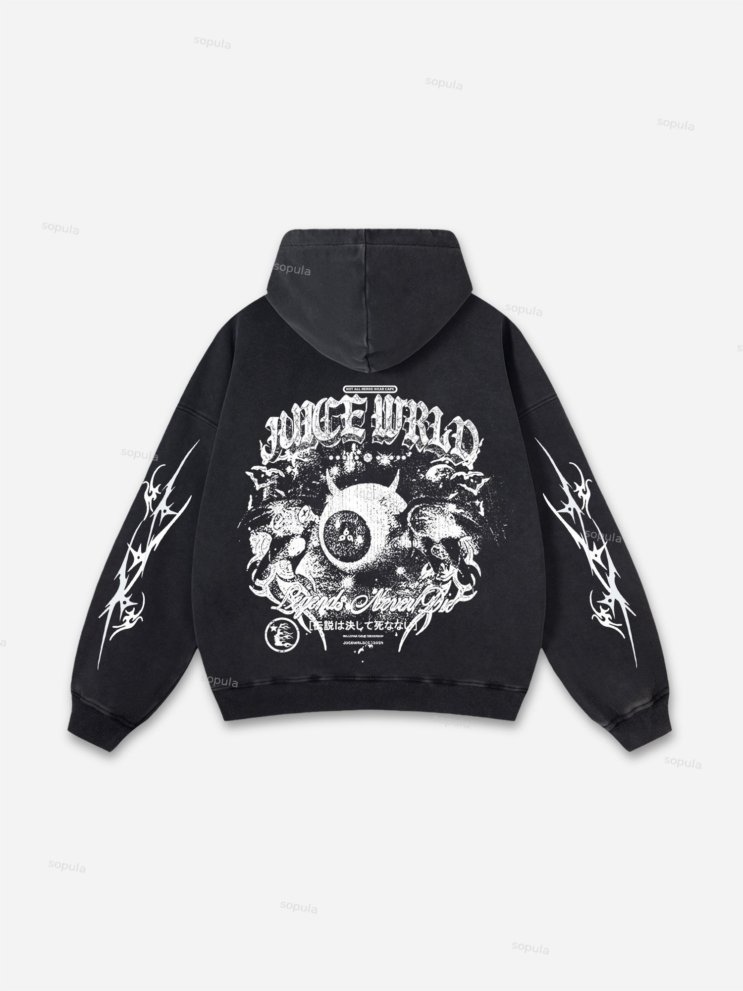 Sopula Vintage Juice World Graphic Washed Distressed Hoodie