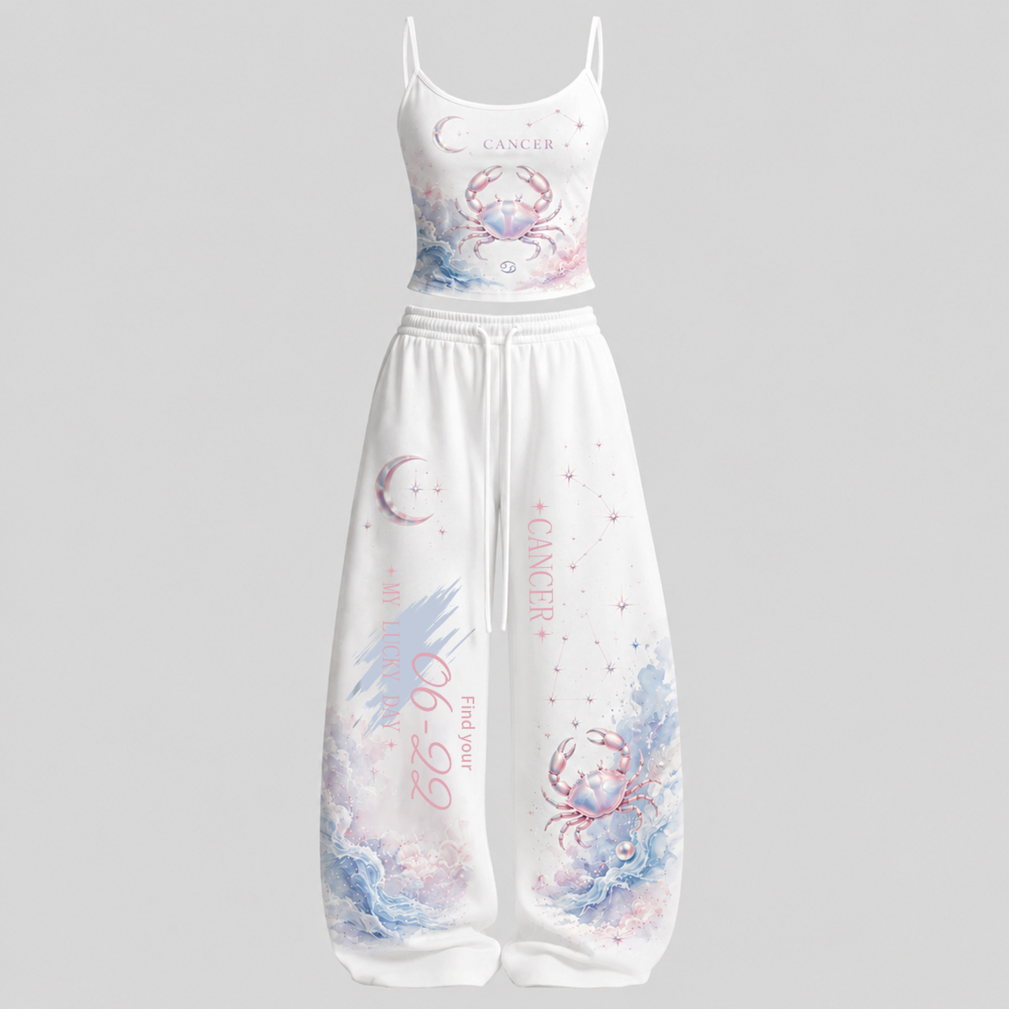 Cancer Zodiac Series Women T-Shirt & Elasticated Trousers Two-Piece Set