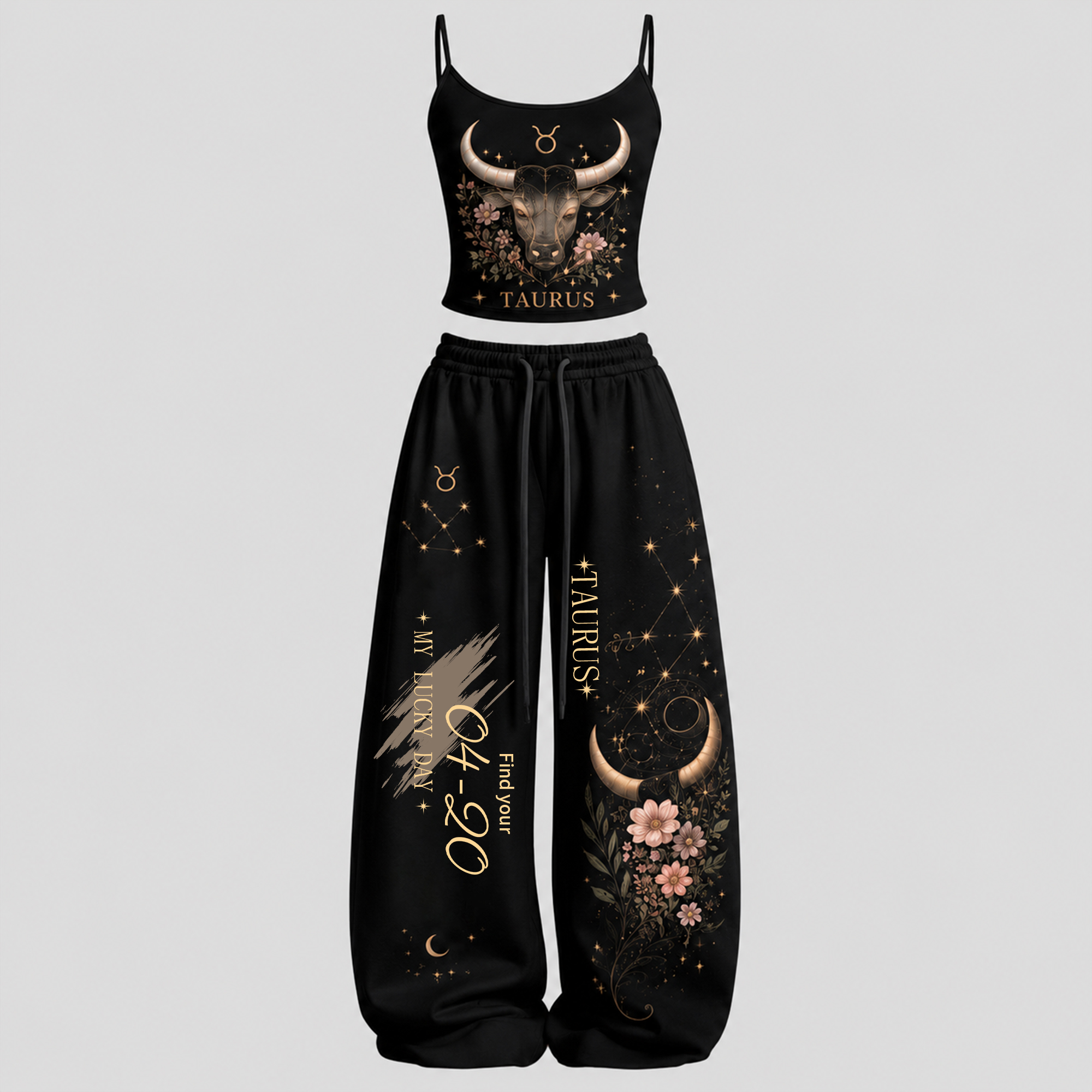 Taurus Zodiac Series Women T-Shirt & Elasticated Trousers Two-Piece Set
