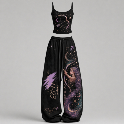 Sagittarius Cosmic Series Women T-Shirt & Elasticated Trousers Two-Piece Set