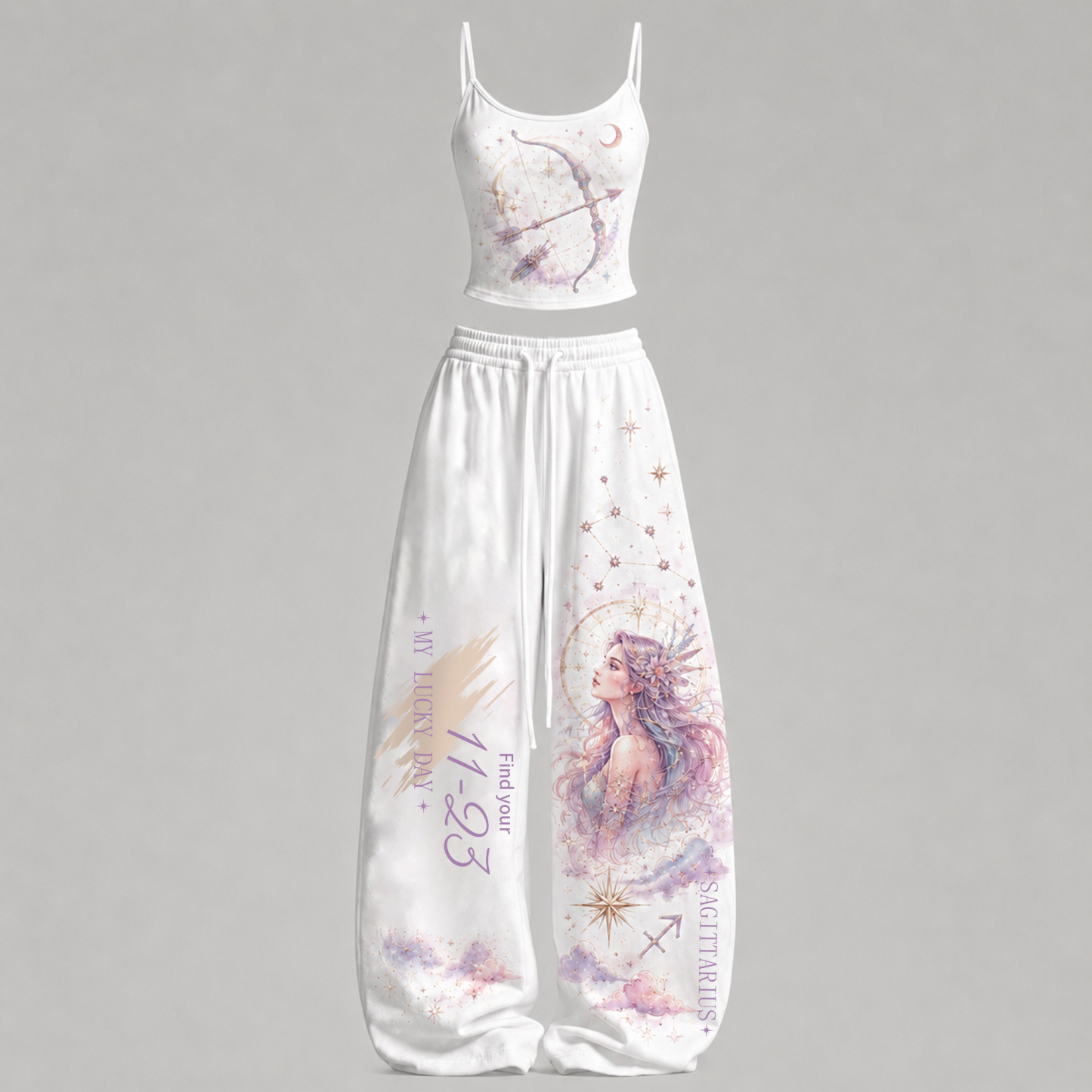 Sagittarius Cosmic Series Women T-Shirt & Elasticated Trousers Two-Piece Set