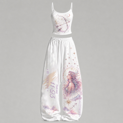 Sagittarius Cosmic Series Women T-Shirt & Elasticated Trousers Two-Piece Set