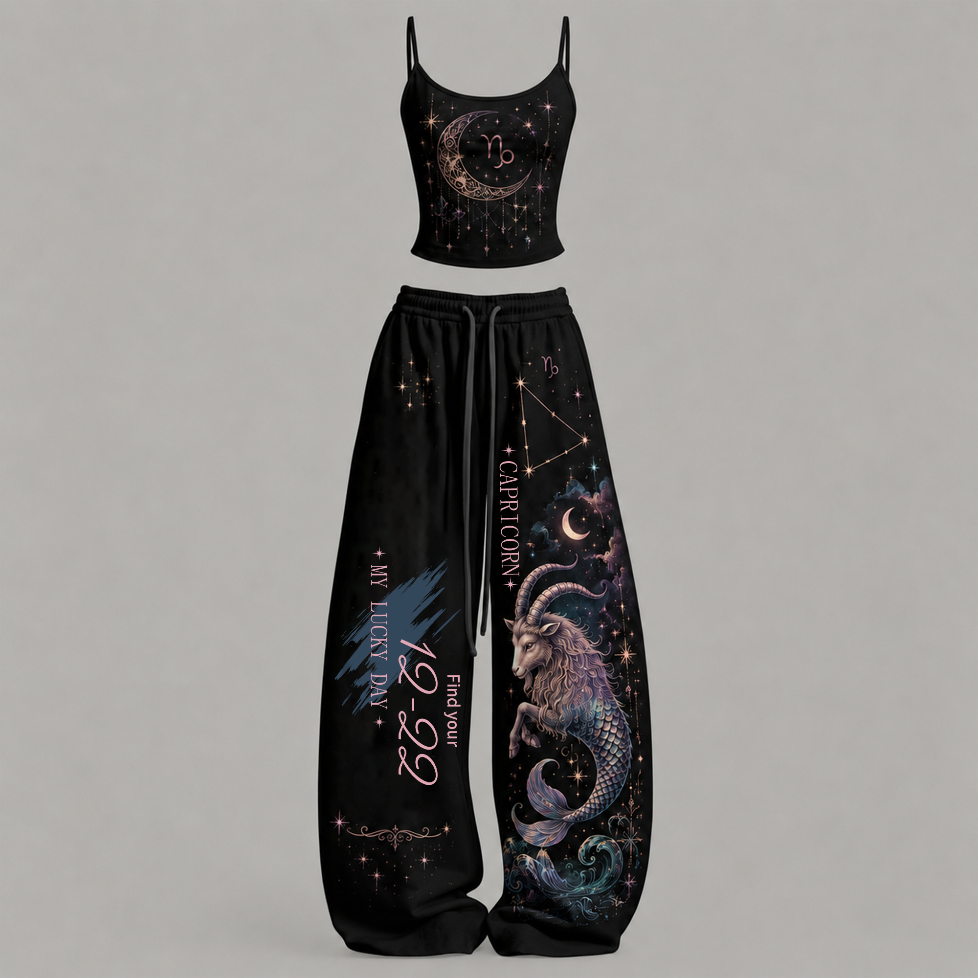 Capricorn Cosmic Series Women T-Shirt & Elasticated Trousers Two-Piece Set