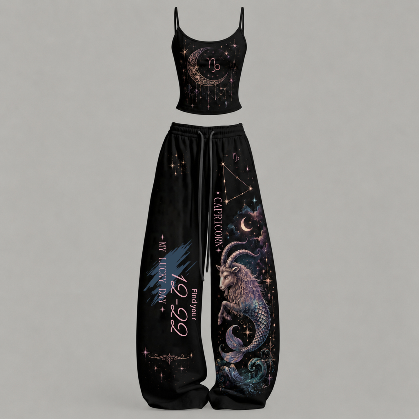 Capricorn Cosmic Series Women T-Shirt & Elasticated Trousers Two-Piece Set
