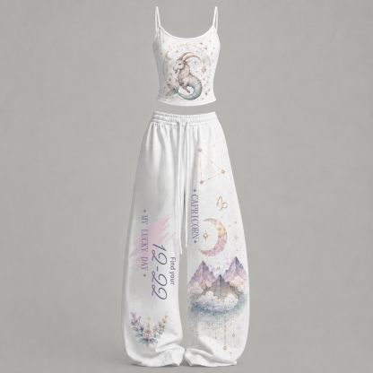 Capricorn Cosmic Series Women T-Shirt & Elasticated Trousers Two-Piece Set