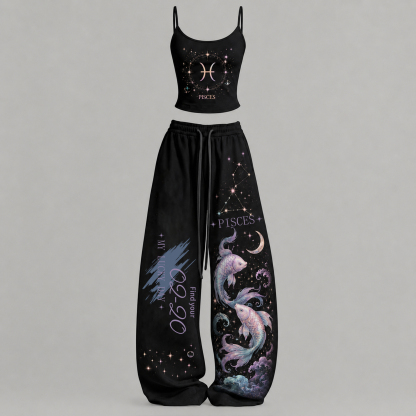 Pisces Cosmic Series Women's T-Shirt & Elasticated Trousers Two-Piece Set
