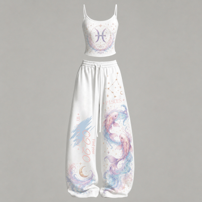 Pisces Cosmic Series Women's T-Shirt & Elasticated Trousers Two-Piece Set