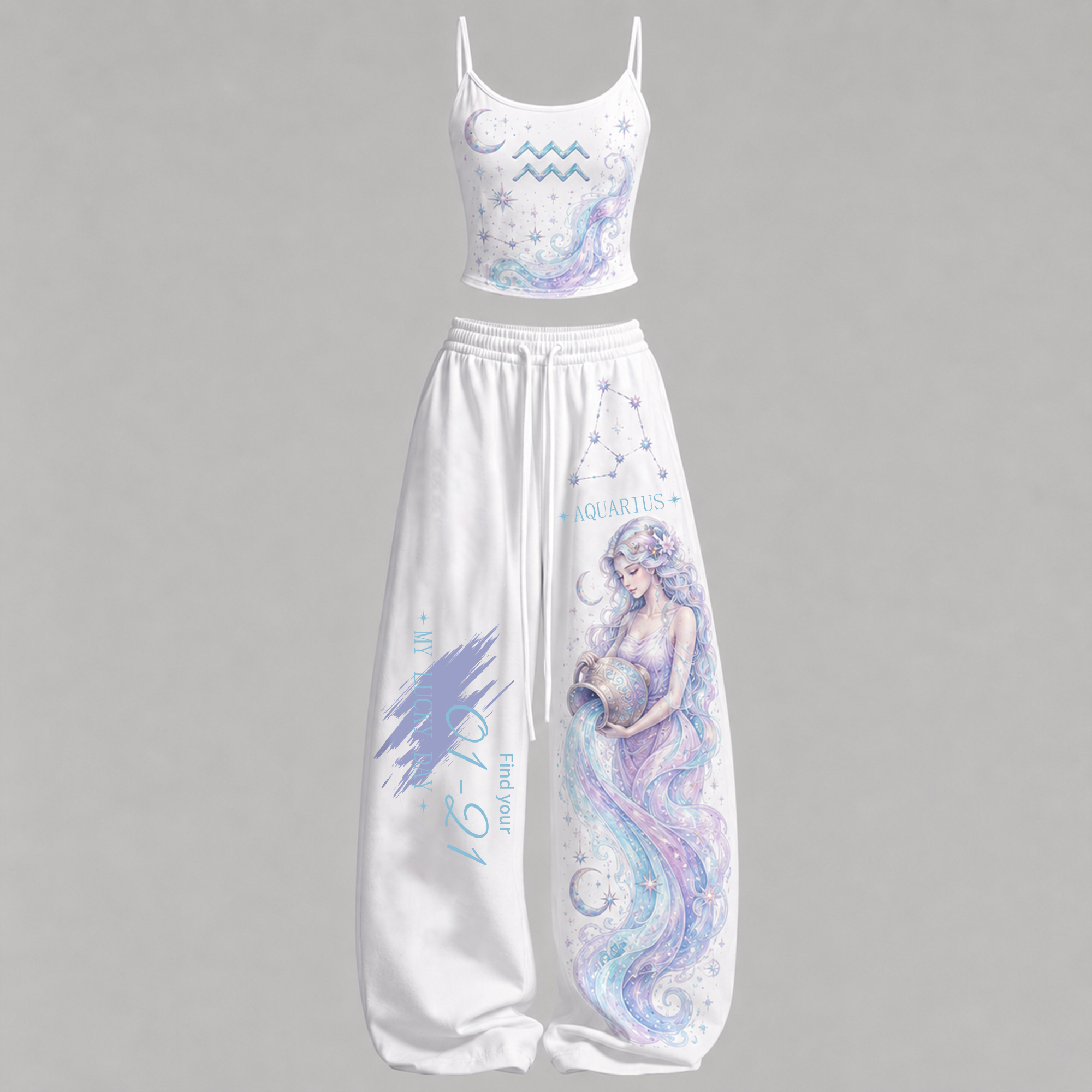 Aquarius Cosmic Series Women's T-Shirt & Elasticated Trousers Two-Piece Set