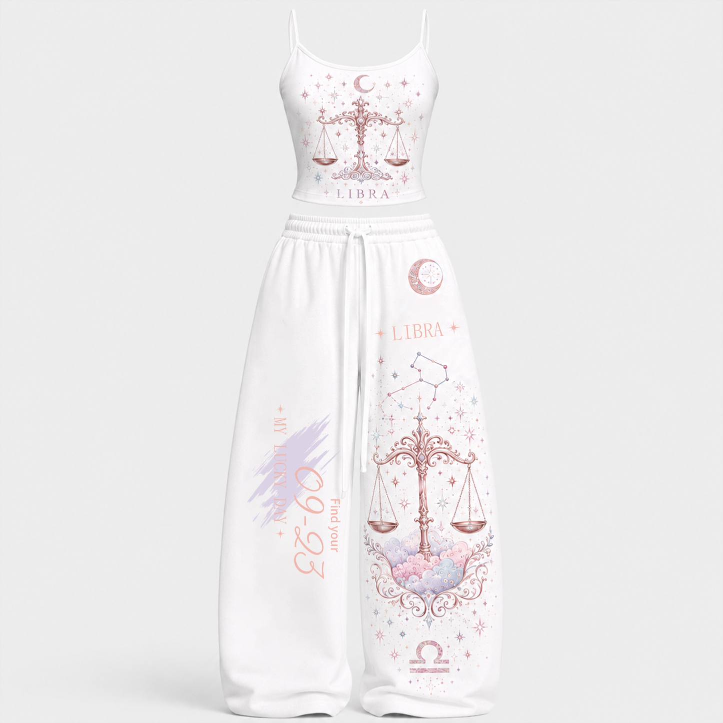 Libra Cosmic Series Women's T-Shirt & Elasticated Trousers Two-Piece Set