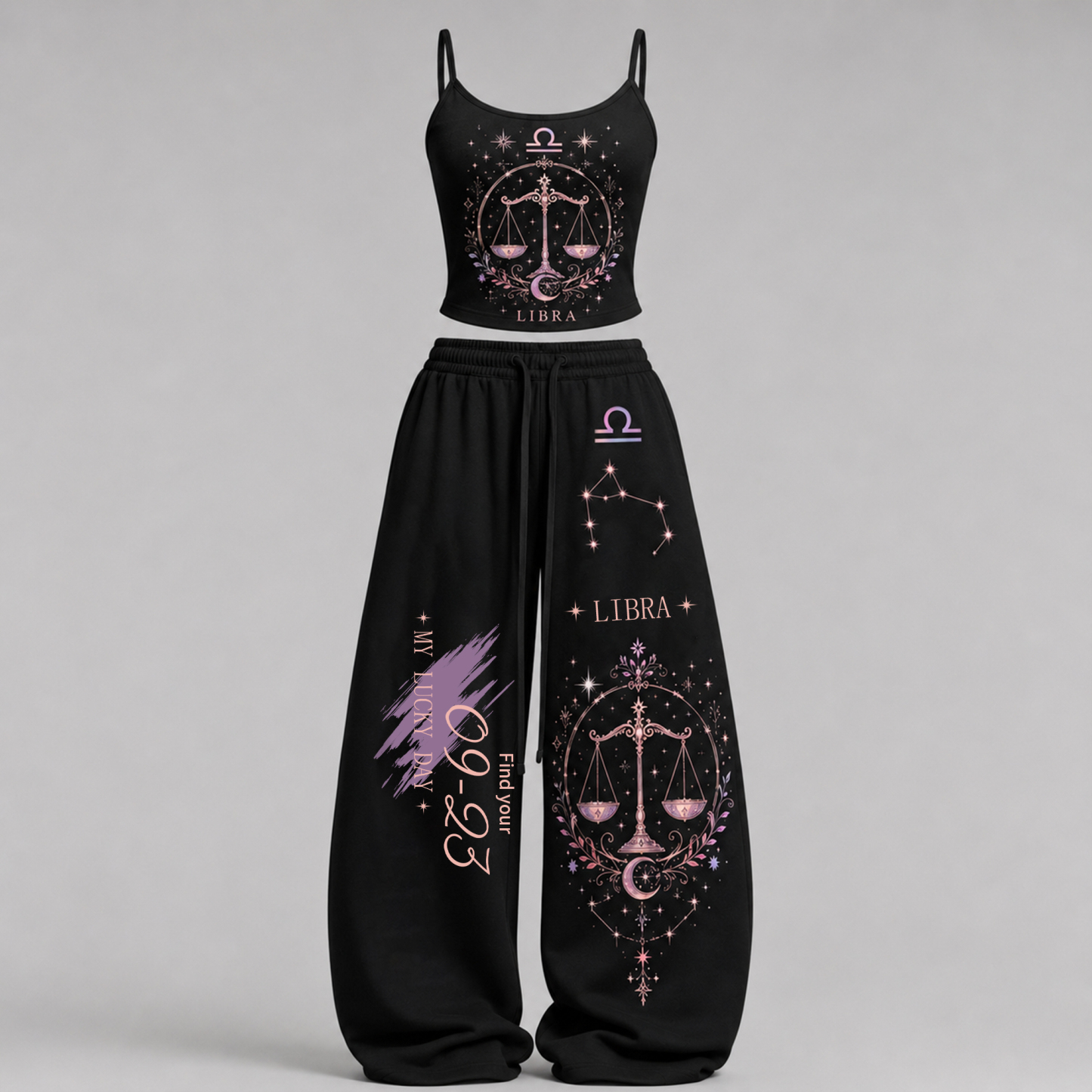 Libra Cosmic Series Women's T-Shirt & Elasticated Trousers Two-Piece Set