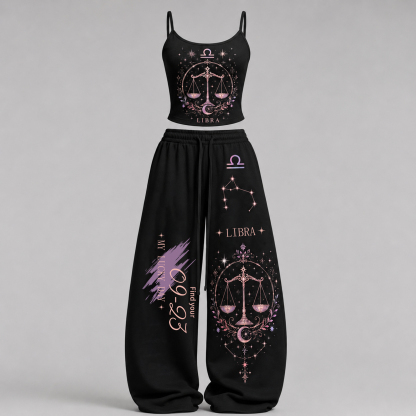Libra Cosmic Series Women's T-Shirt & Elasticated Trousers Two-Piece Set