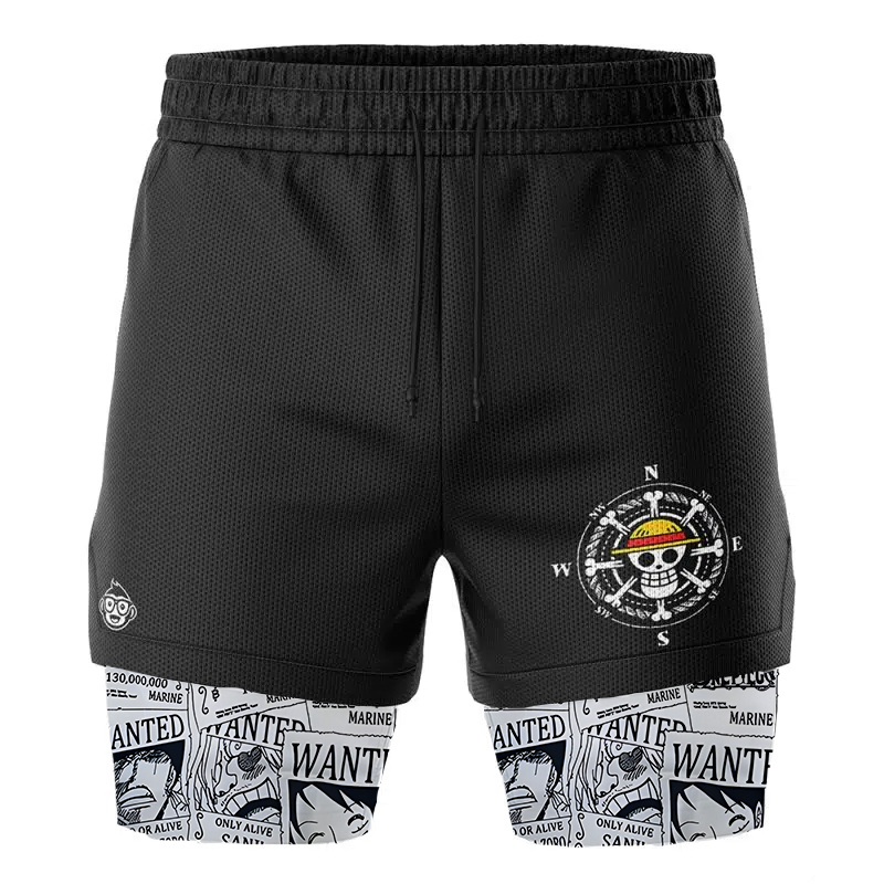 Straw Hat Wanted Pattern One Piece 2-in-1 Performance Shorts