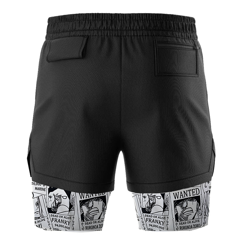 Straw Hat Wanted Pattern One Piece 2-in-1 Performance Shorts