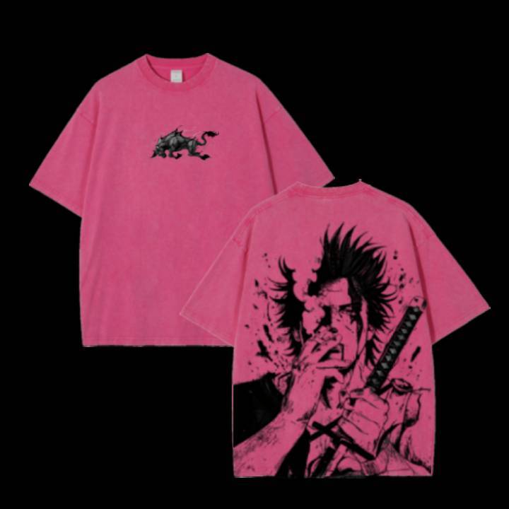 Yami Sukehiro x Black Bulls Black Clover Anime Double Printed Vintage Washed Tee Unisex T-shirt