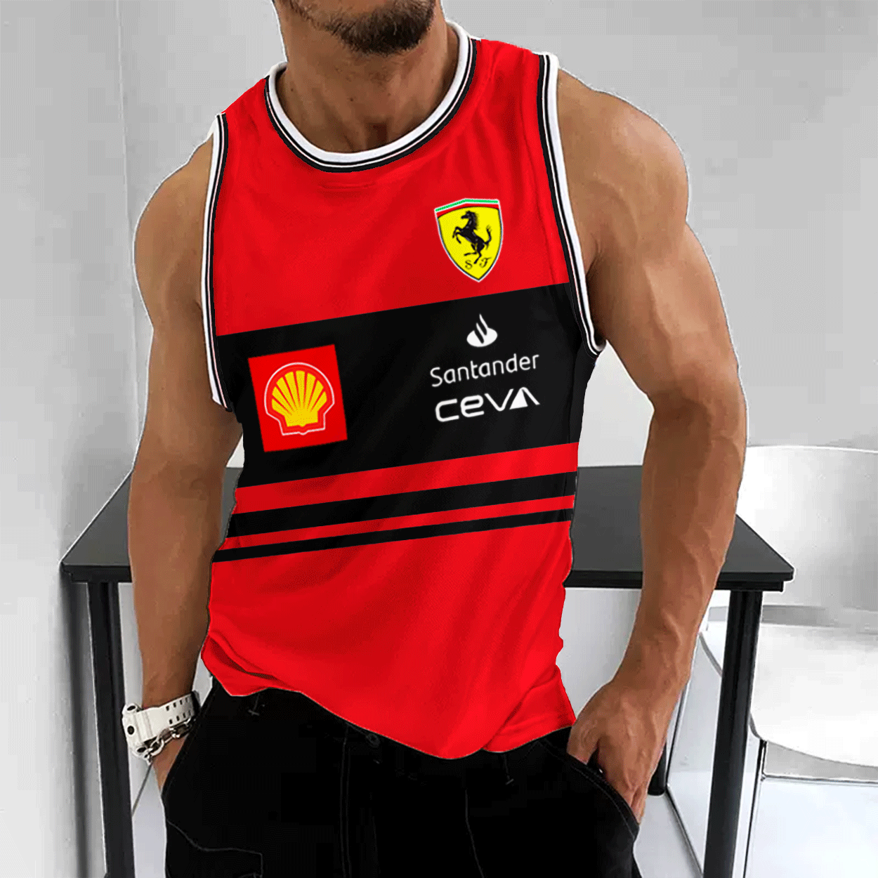 Men's Racing Casual Printed Sports Sleeveless Tank
