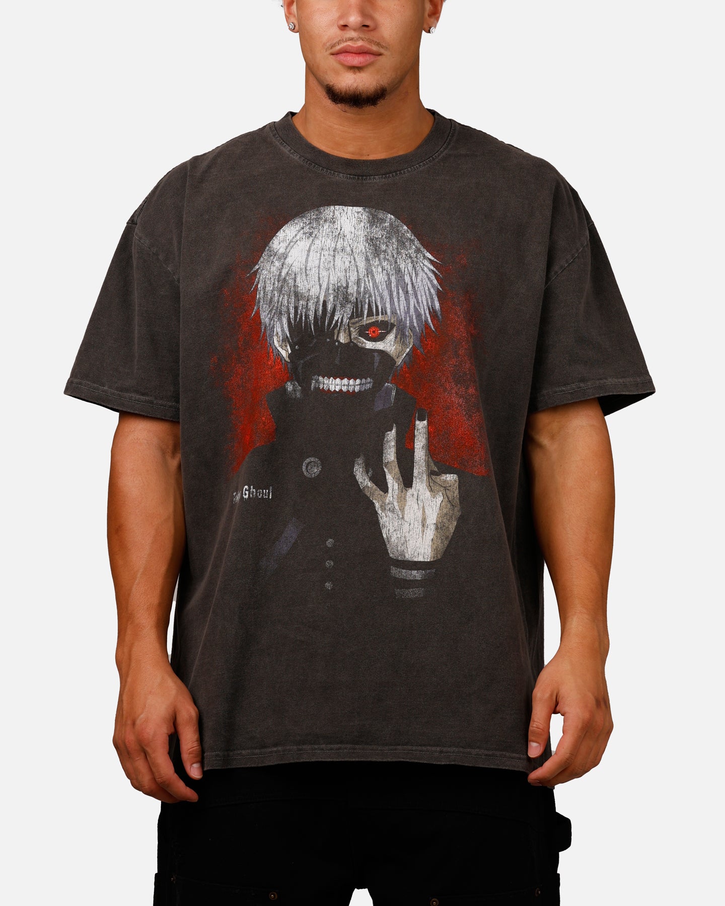  Tokyo Ghoul Kaneki Vintage T-Shirt Black Acidwash
