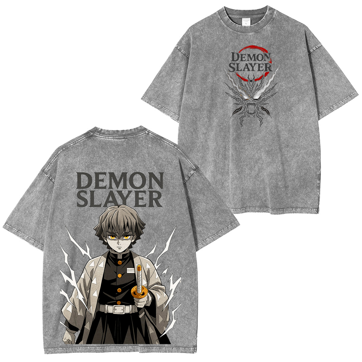 Unisex Anime Inspired Vintage Washed T-Shirt丨Demon Slayer