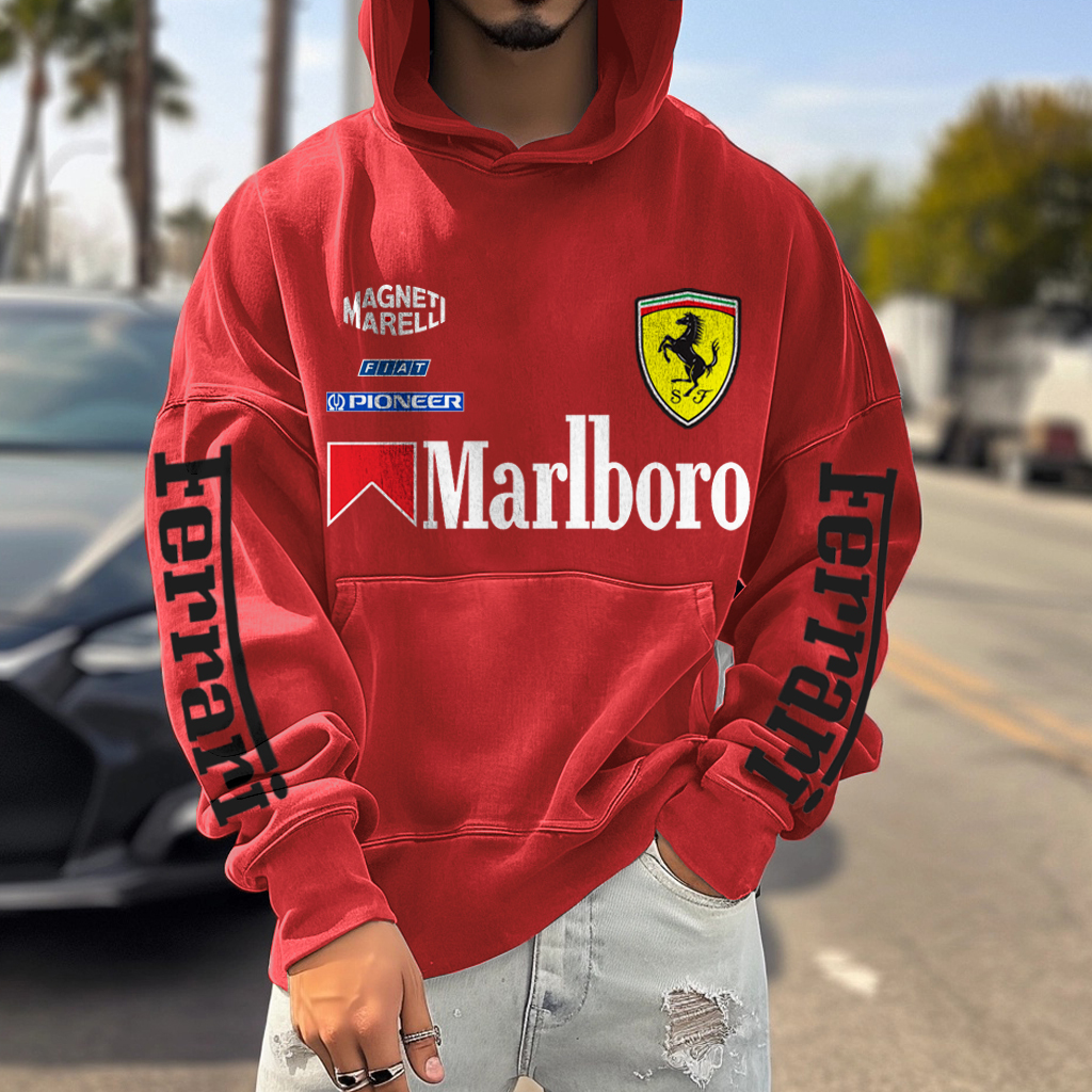Unisex Vintage Racing Car Casual Printed Hoodie-Teegamechanger
