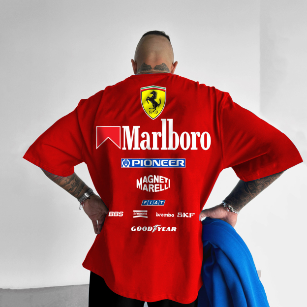 Casual Loose Letter Racing T-shirt