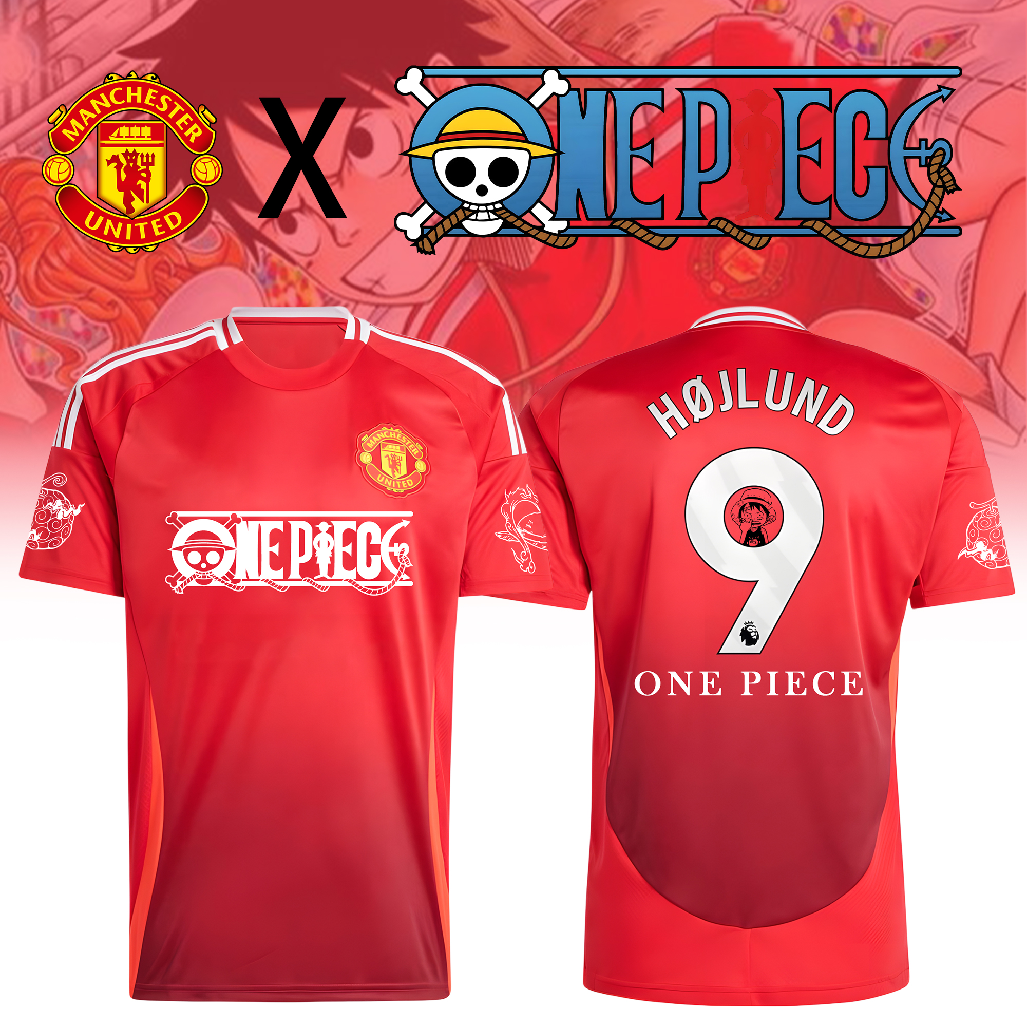 Unisex Retro T-shirt | Manchester United Commemorative Jersey x One Piece