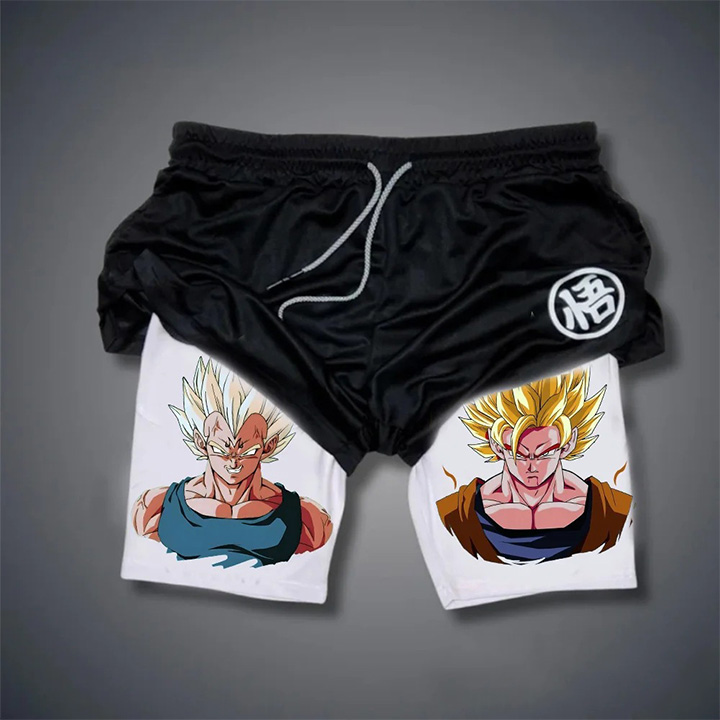 Dragon Ball Men's Anime Print Drawstring Double-Layer Shorts