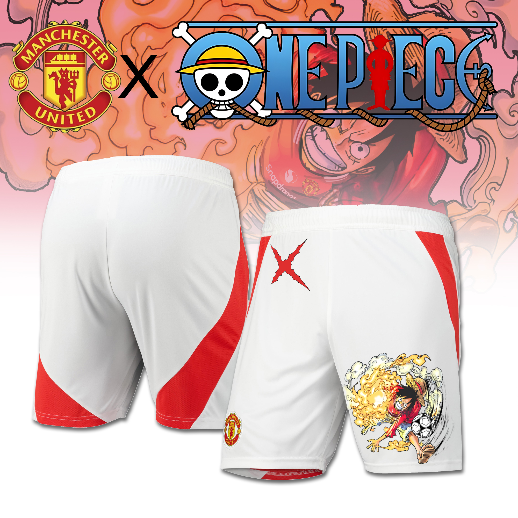 Unisex Retro Shorts | Manchester United x One Piece