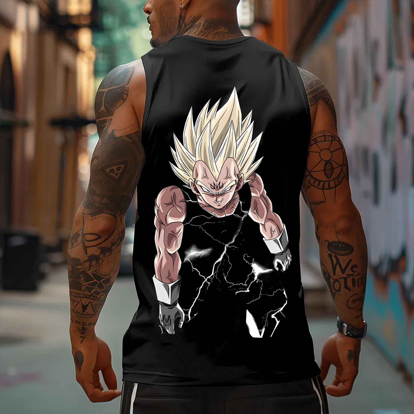 Oversized Anime Print Gym Tank Top