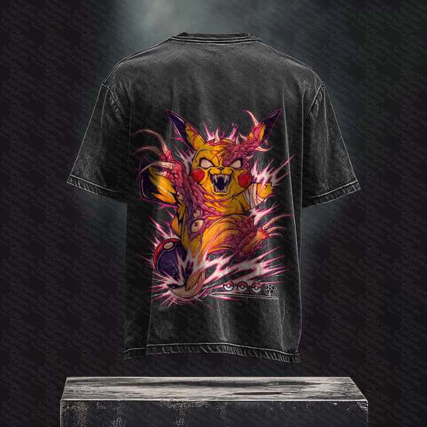 Unisex Anime Inspired Vintage Washed T-Shirt丨 Pokémon