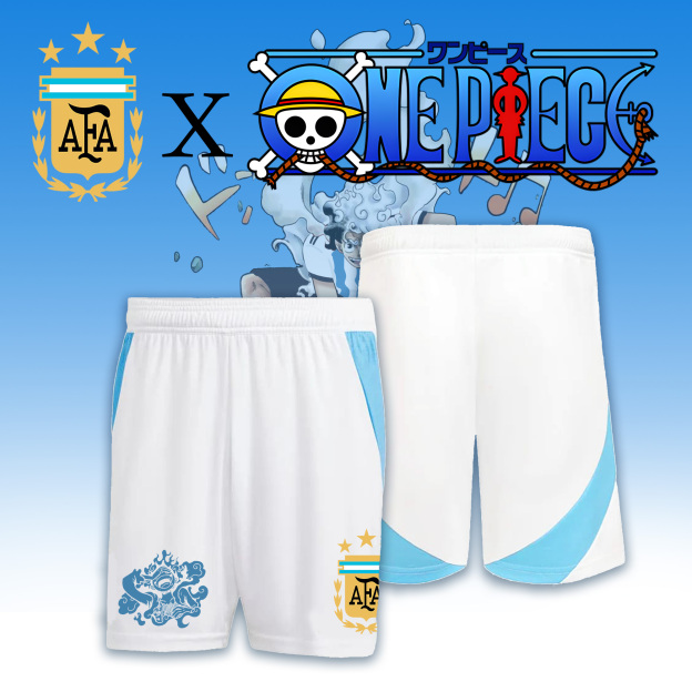 Unisex Vintage  Shorts | ARGENTINA HOME JERSEY 2024 2025MESSI GOLD x One Piece