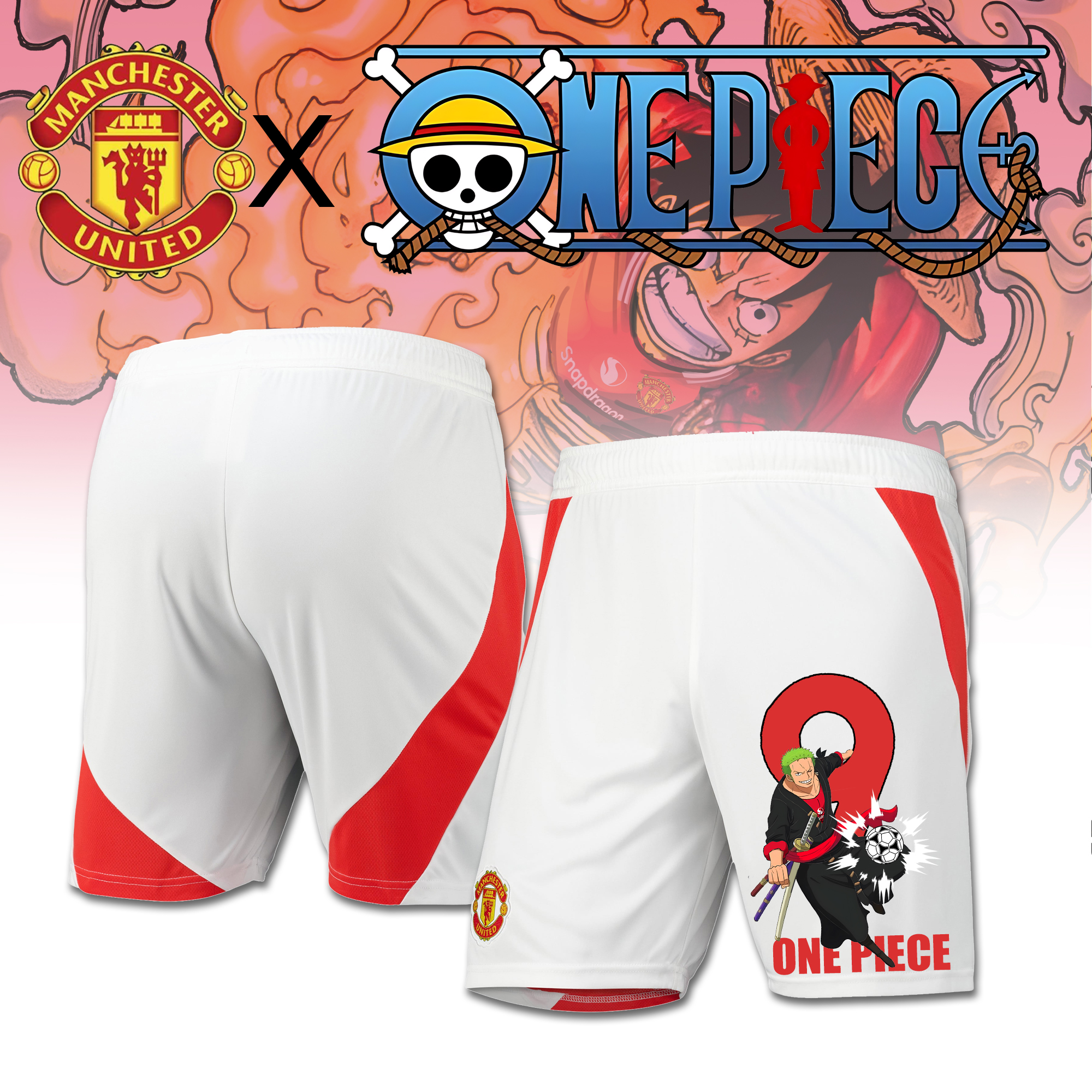 Unisex Retro Shorts | Manchester United x One Piece