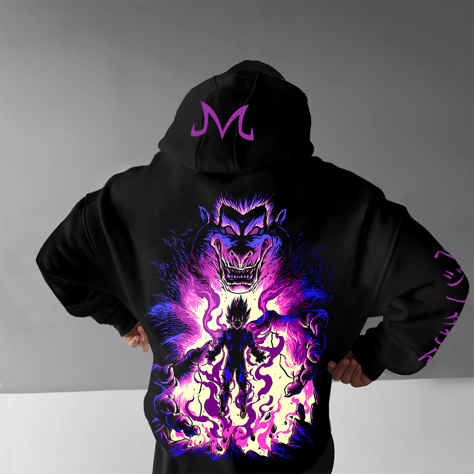Unisex Anime Print Embroidered Casual Oversized Hoodie