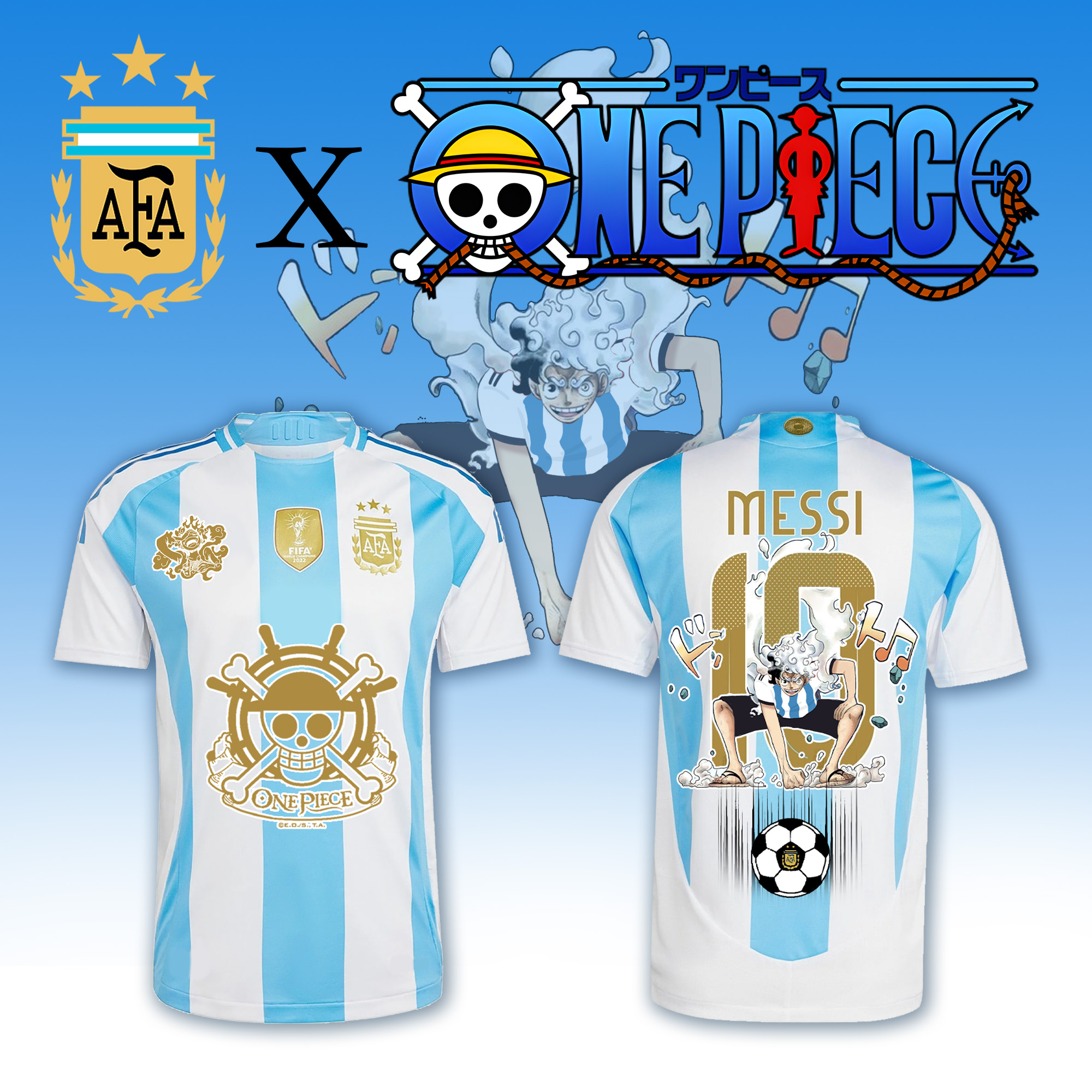 Unisex Vintage T-shirt |ARGENTINA HOME JERSEY 2024 2025MESSI GOLD x On