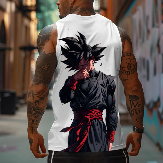 Oversized Anime Print Gym Tank Top