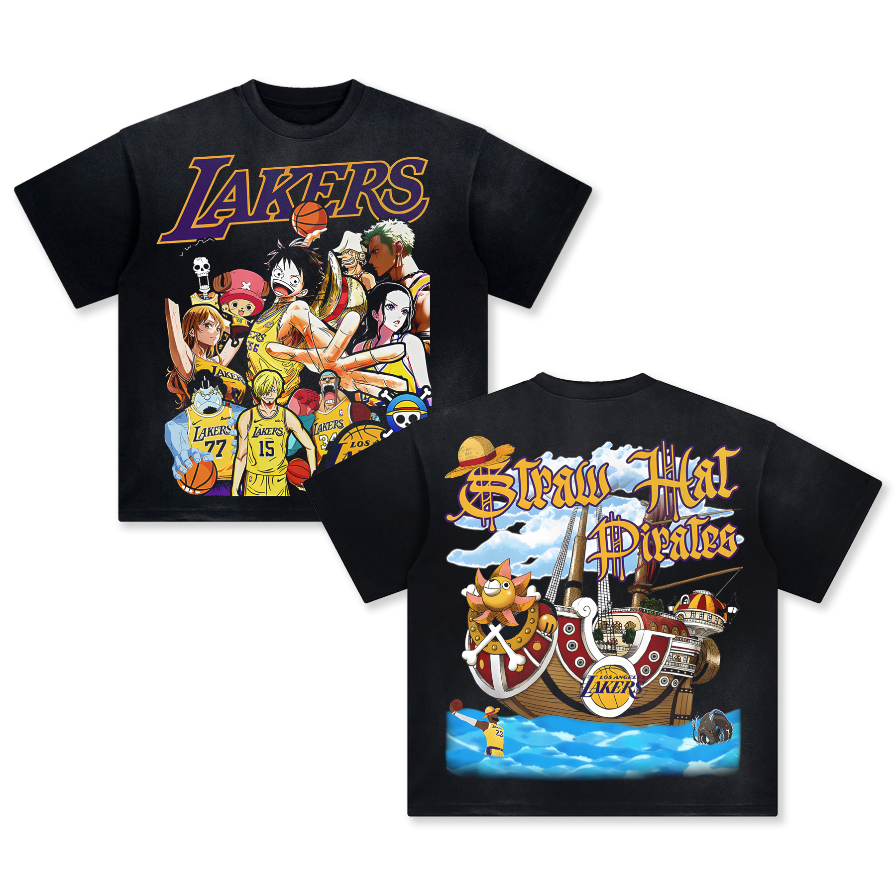 Unisex Vintage Tee丨 Lakers X One Piece Tee